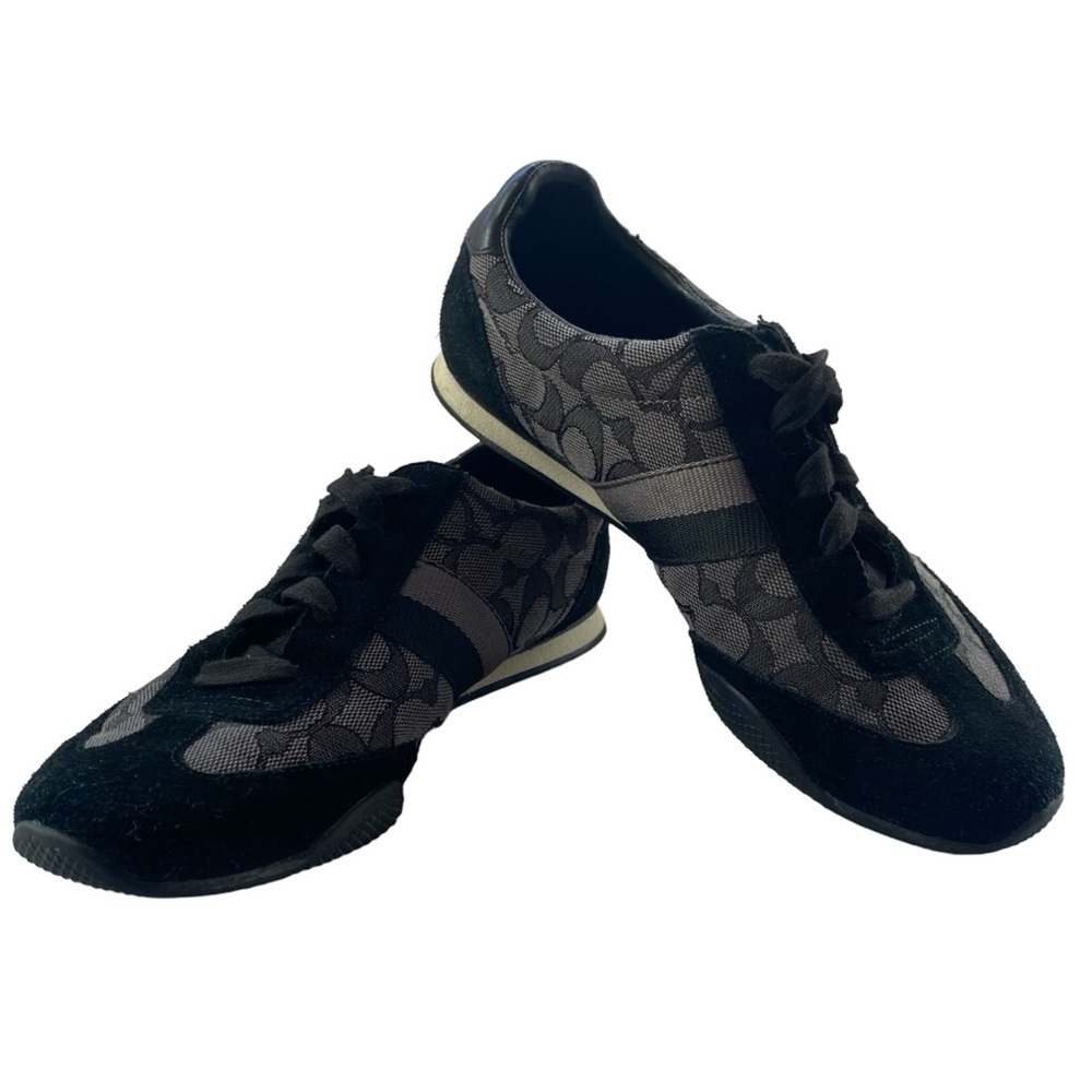 Coach Kelson Black Suede Signature Print Sneakers Size 7.5